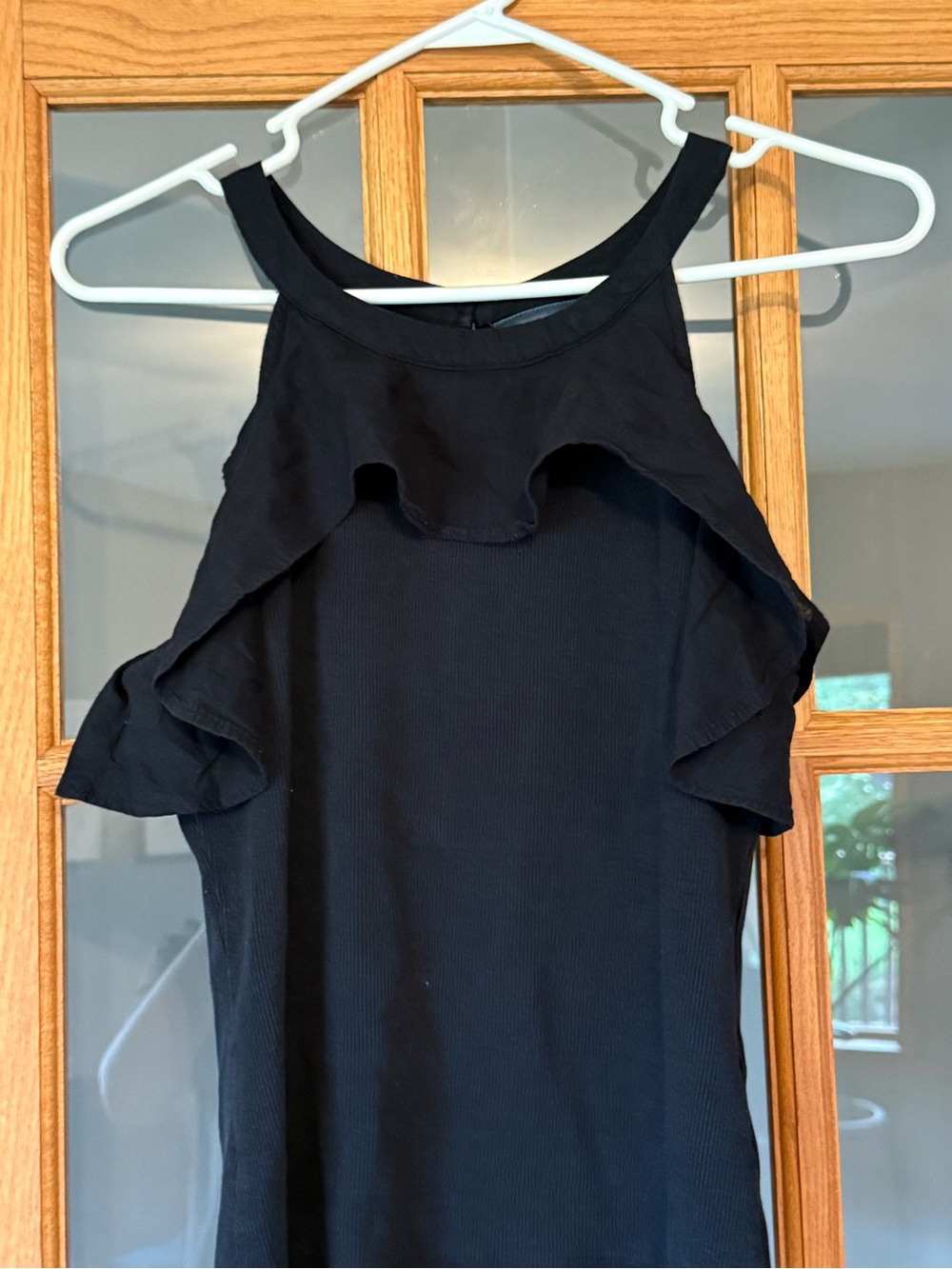 Maeve Black Ruffle Halter Camisole